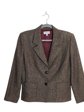 David Brooks Brown Herringbone Blazer Size 10 Petite